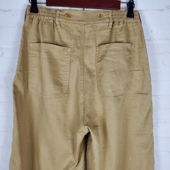 Wrap London Womens Linen Cotton Blend Wide Leg Trousers Pants Size 6 Sand 29" In - Picture 8 of 15
